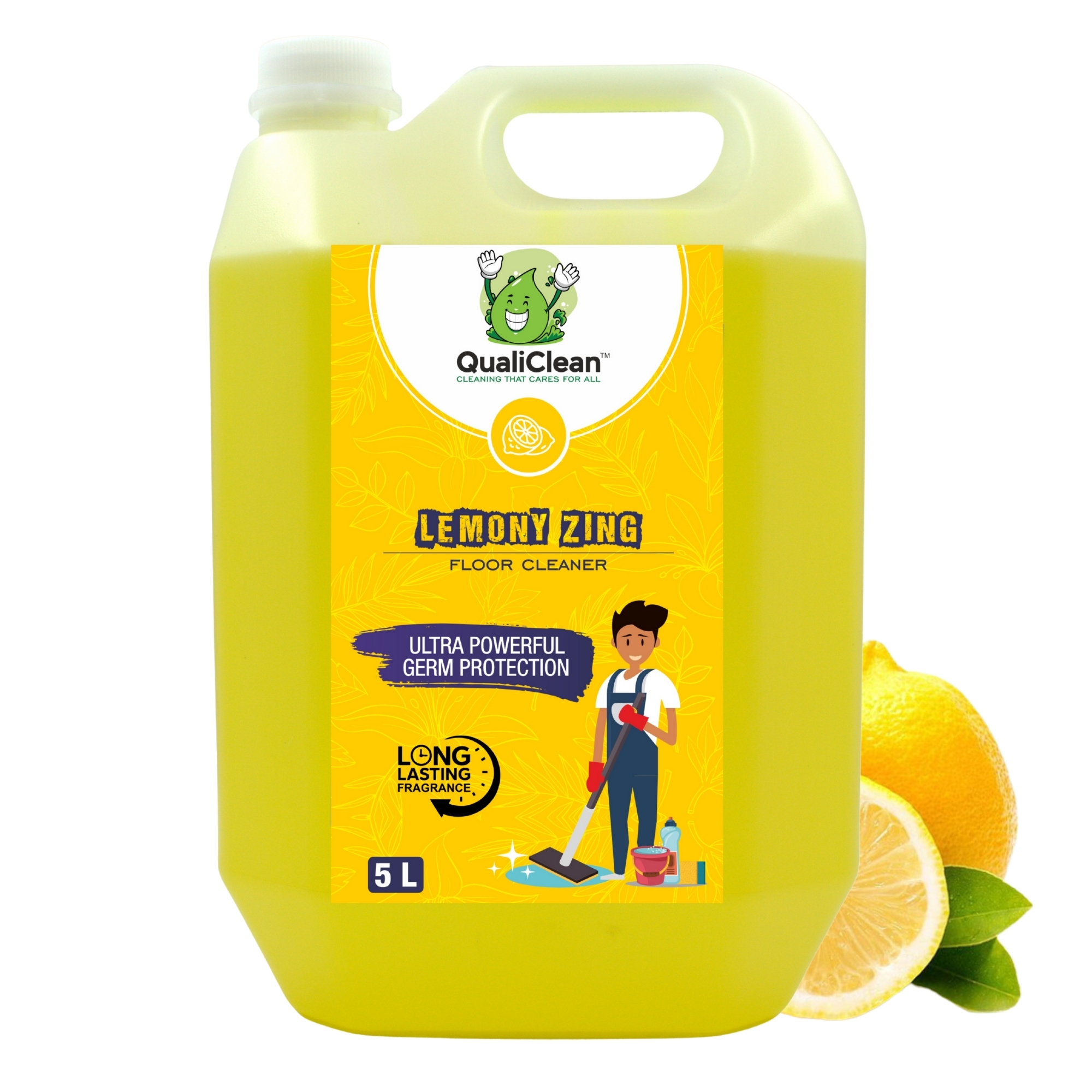 QualiClean Floor Cleaner – 1 Litre | Fragrance-Free & Color-Free | Powerful Dirt & Dust Removal | Safe on All Floor Types | Effective Disinfectant | Natural Shine | Concentrated Floor Cleaner